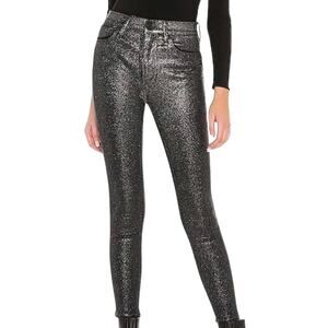 Hudson Barbara high rise skinny gold sparkle jeans grunge sz 27 ankle glam EUC